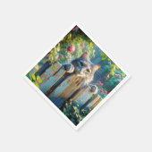 フェンス越しに覗く猫 スタンダードカクテルナプキン (角)