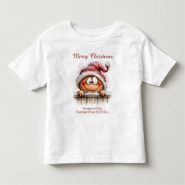フェンス越しに顔を出すジンジャーブレッドボーイのマッチングファミリーTシャツ トドラーTシャツ