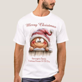 フェンス越しに顔を出すジンジャーブレッドボーイのマッチングファミリーTシャツ Tシャツ