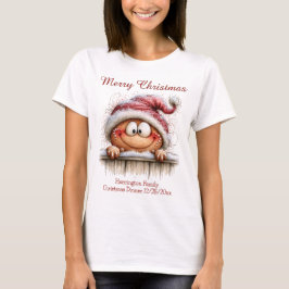 フェンス越しに顔を出すジンジャーブレッドボーイのマッチングファミリーTシャツ Tシャツ