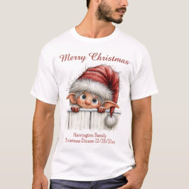フェンス越しに顔を出すスマイルエルフのリンクコーデファミリーTシャツ Tシャツ