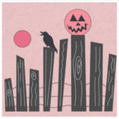 フェンス、カラス、満月、パムとハロウィーンのシーン シール (正面)