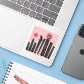 フェンス、カラス、満月、パムとハロウィーンのシーン シール (ノートパソコンとiPhone)