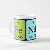 フェンダーの周期表の名前のマグ コーヒーマグカップ (正面左)