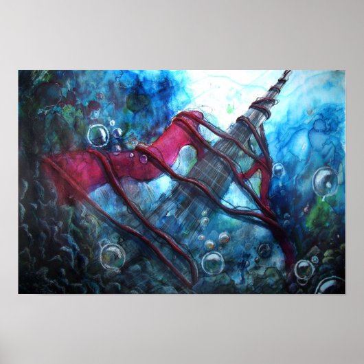 フェンダーストラット水彩ポスター ポスター (正面)