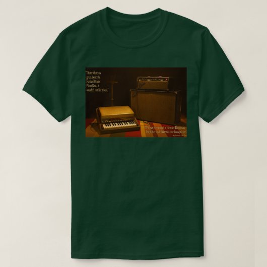 フェンダーロードス低音とアンプ付き引用文 Tシャツ (デザイン正面)