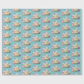 フェンネックキツネフラワーキュート ラッピングペーパー (フラット)