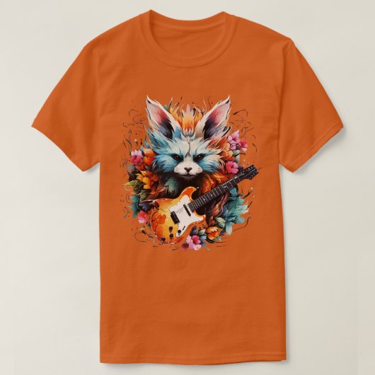 フェンネックキツネ遊ズギター Tシャツ (デザイン正面)