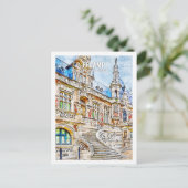 フェンプノルマンディフランス旅行水のカラースケッチ ポストカード (スタンド正面)