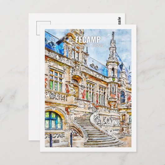 フェンプノルマンディフランス旅行水のカラースケッチ ポストカード (正面/裏面)