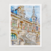 フェンプノルマンディフランス旅行水のカラースケッチ ポストカード (正面)