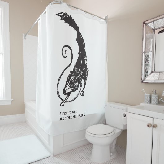 フェンリル・フェリスは自由な犬のバイキング北欧神話である シャワーカーテン (インサイチュ)