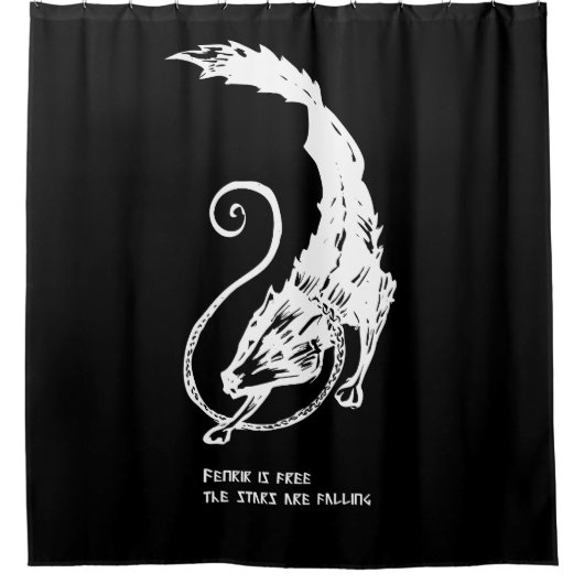 フェンリル・フェリスは自由な犬のバイキング北欧神話である シャワーカーテン (正面)