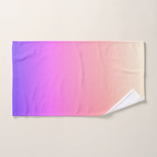 フェージングピーチピンク&パープルカラフルグラデーション バスタオルセット (ハンドタオル)