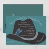 フェーダーハットと羽のバチェラーパーティー 招待状 (正面/裏面)