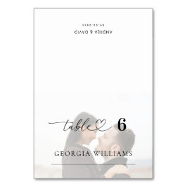 フェードされた写真結婚ハートの編集可能なゲスト名 テーブルナンバー