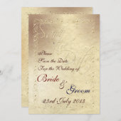 フェードしたアイボリー・エンボス加工の結婚式・Save the Date 招待状 (正面/裏面)