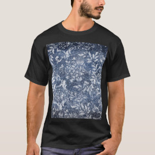 フェードした花柄デニム: グランジーテクスチャード背景 Tシャツ