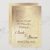 フェードアイボリーエンボス効果結婚式招待状 招待状 (正面/裏面)