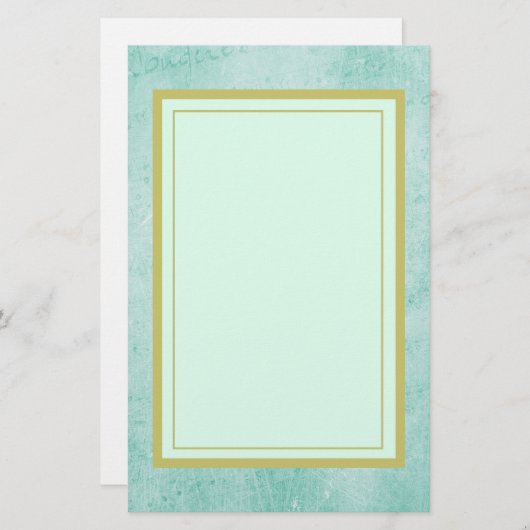 フェードグリーンヴィンテージ紙テクスチャ 便箋 (正面/裏面)