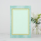 フェードグリーンヴィンテージ紙テクスチャ 便箋 (スタンド正面)