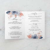 フェードデニムと赤面花模様結婚式招待状 招待状 (内部)