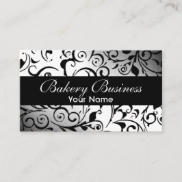 フェードド芸術的白黒ダマスクのベーカリーのカード 名刺