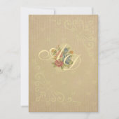 フェードパステルピンクタンベージュヴィンテージ結婚バラ 招待状 (正面)