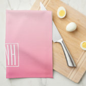 フェードピングラデーションクスのグラデーションとイニシャル キッチンタオル (四つ折り)