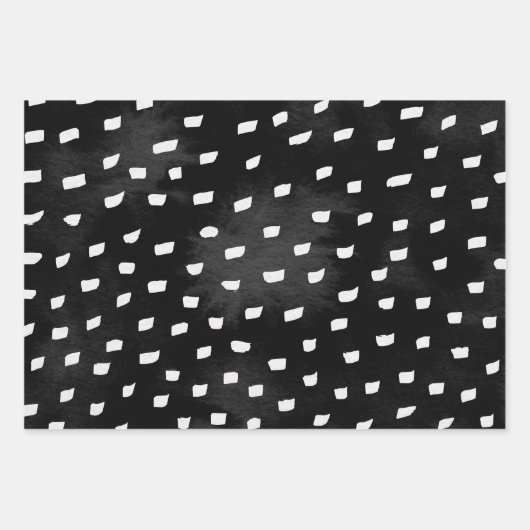 フェードブラックホワイト落書きシェイプ ラッピングペーパーシート (正面)