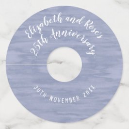 フェードブルーアニバーサリー紙ワイングラスラベル ワイングラスタグ