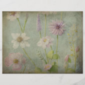 フェードブルーフローラスクラップブック紙 (裏面)