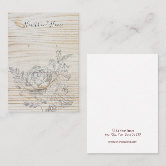 フェード付きスケッチフローラ木製イヤリング表示カード 名刺 (正面/裏面)