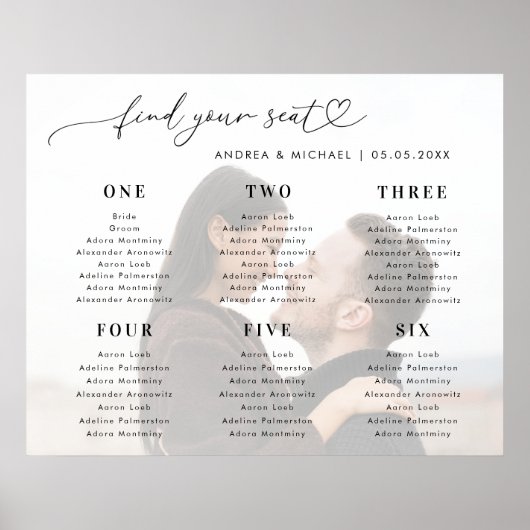 フェード付き写真6テー結婚ブルの座席図の記号 ポスター (正面)