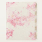 フェード水色フローラプリントと赤いハート プランナー手帳 (裏面)