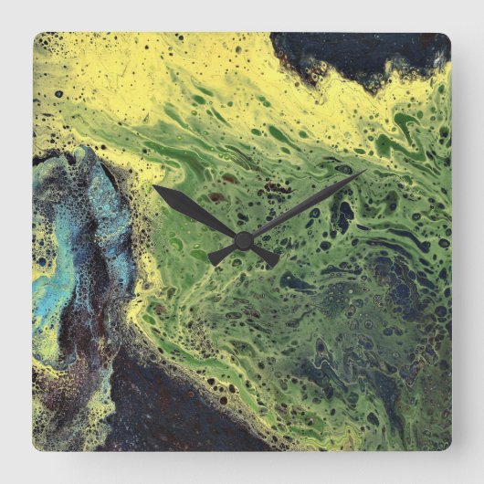 フェード遠くに1抽象芸術クロック スクエア壁時計 (正面)