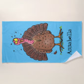 フエおもしろいマンガの茶色の農業用トルコ ビーチタオル (正面)