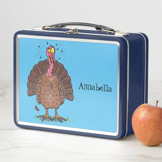 フエおもしろいマンガの茶色の農業用トルコ メタルランチボックス (インサイチュ)