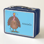 フエおもしろいマンガの茶色の農業用トルコ メタルランチボックス (裏面)