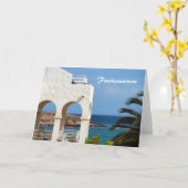 フエルテベントゥーラ島の海岸沿いの旅の芸術 カード (黄色い花)