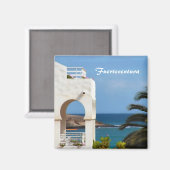 フエルテベントゥーラ島の海岸沿いの旅を描いたアート マグネット (正面/裏面)