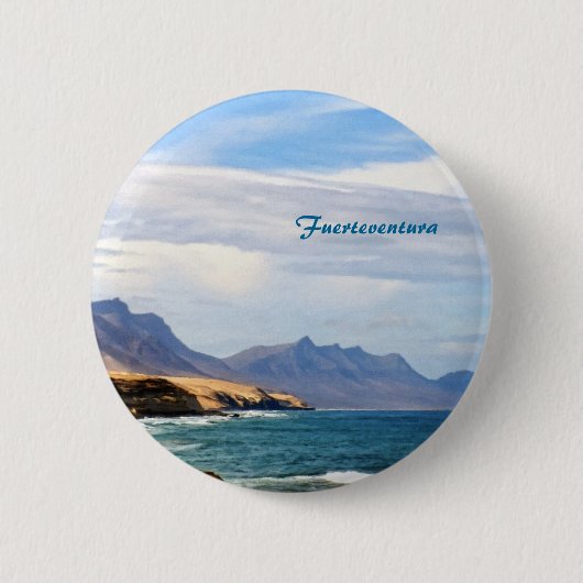 フエルテベントゥーラ島 海岸の旅を描いたアート 缶バッジ (正面)