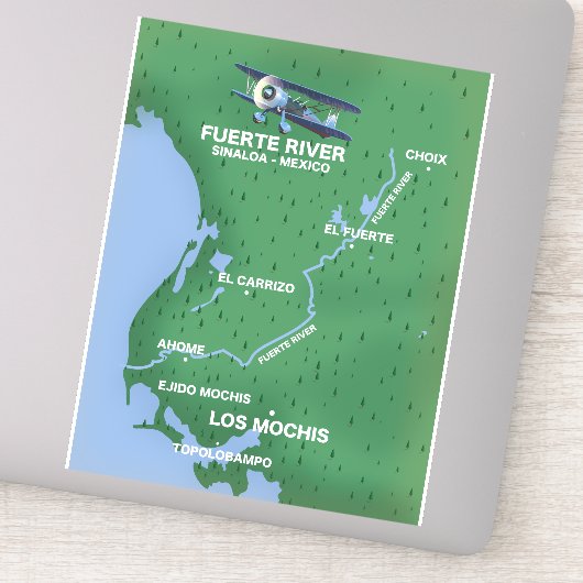 フエルテリバーSinaloa，メキシコの旅行マップ シール (詳細)