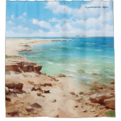 フエルテヴェンチュラカナリーヴィンテージイラストレーション旅行 シャワーカーテン (正面)