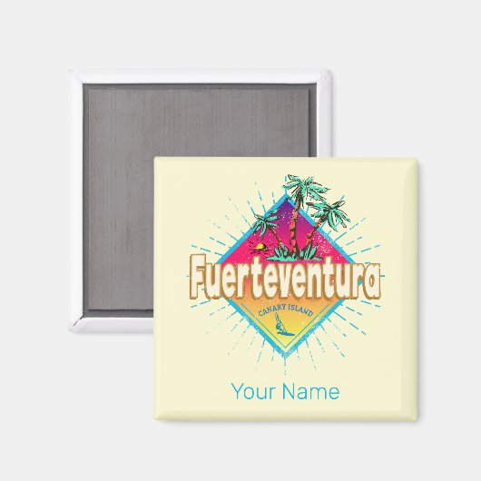 フエルテヴェンチュラサーファーカナリア諸島ヴィンテージ マグネット (正面/裏面)
