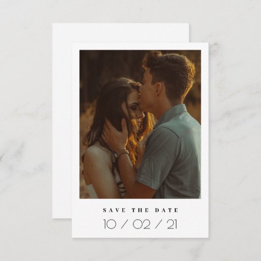 フエレガントォトフレームの保存日付招待状 出欠カード (正面/裏面)