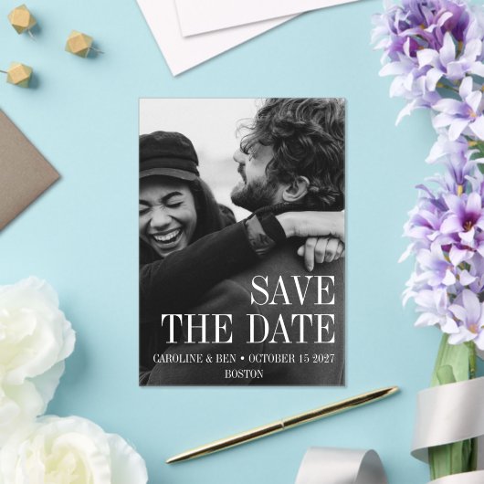 フエレガントモダンル写真の日付を保存結婚する アクリル招待状 (インサイチュ (ウェディング))