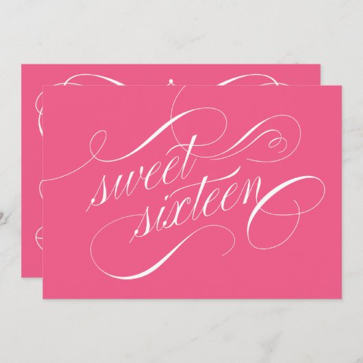 フエレガントローシュピンクスイート16パーティの招待状 招待状 (正面/裏面)
