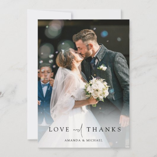 フエレガント結婚ル写パーソナライズされた真 サンキューカード (正面)