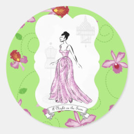 フォアパリファッションイラストレーションステッカー ラウンドシール